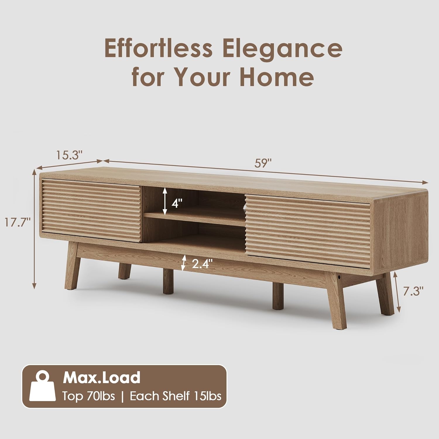 Mid Century Modern Wood TV Console thumbnail 3