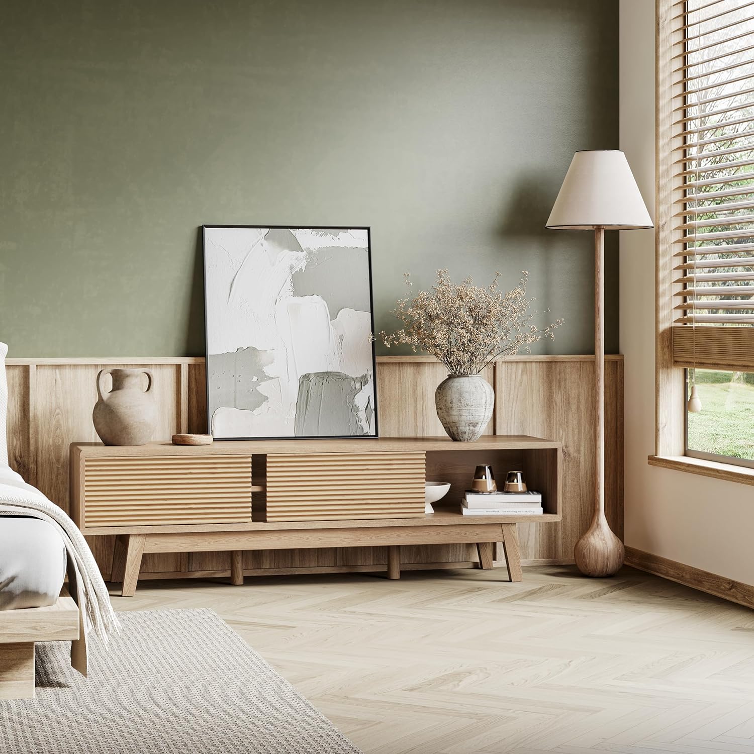 Mid Century Modern Wood TV Console thumbnail 4
