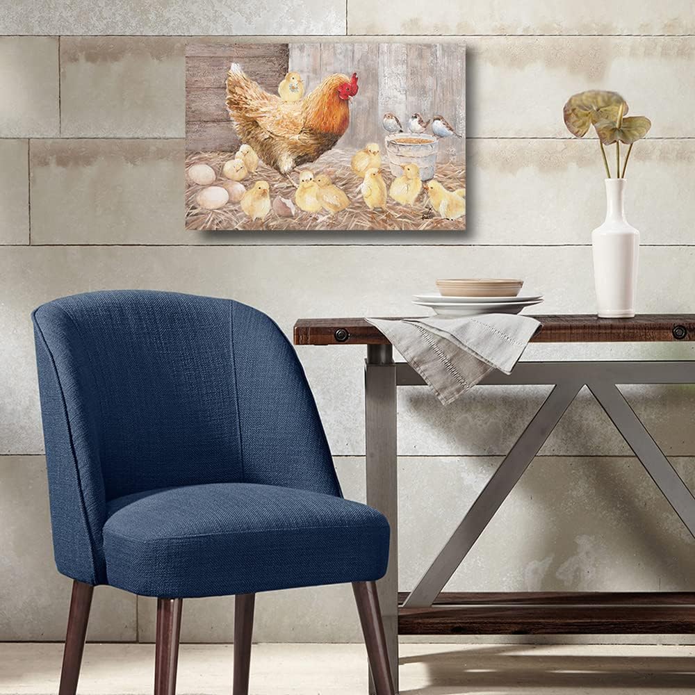 Farmhouse Wall Art Rooster Print Hen Painting Small Born Chicks Picture-16"x24" thumbnail 2