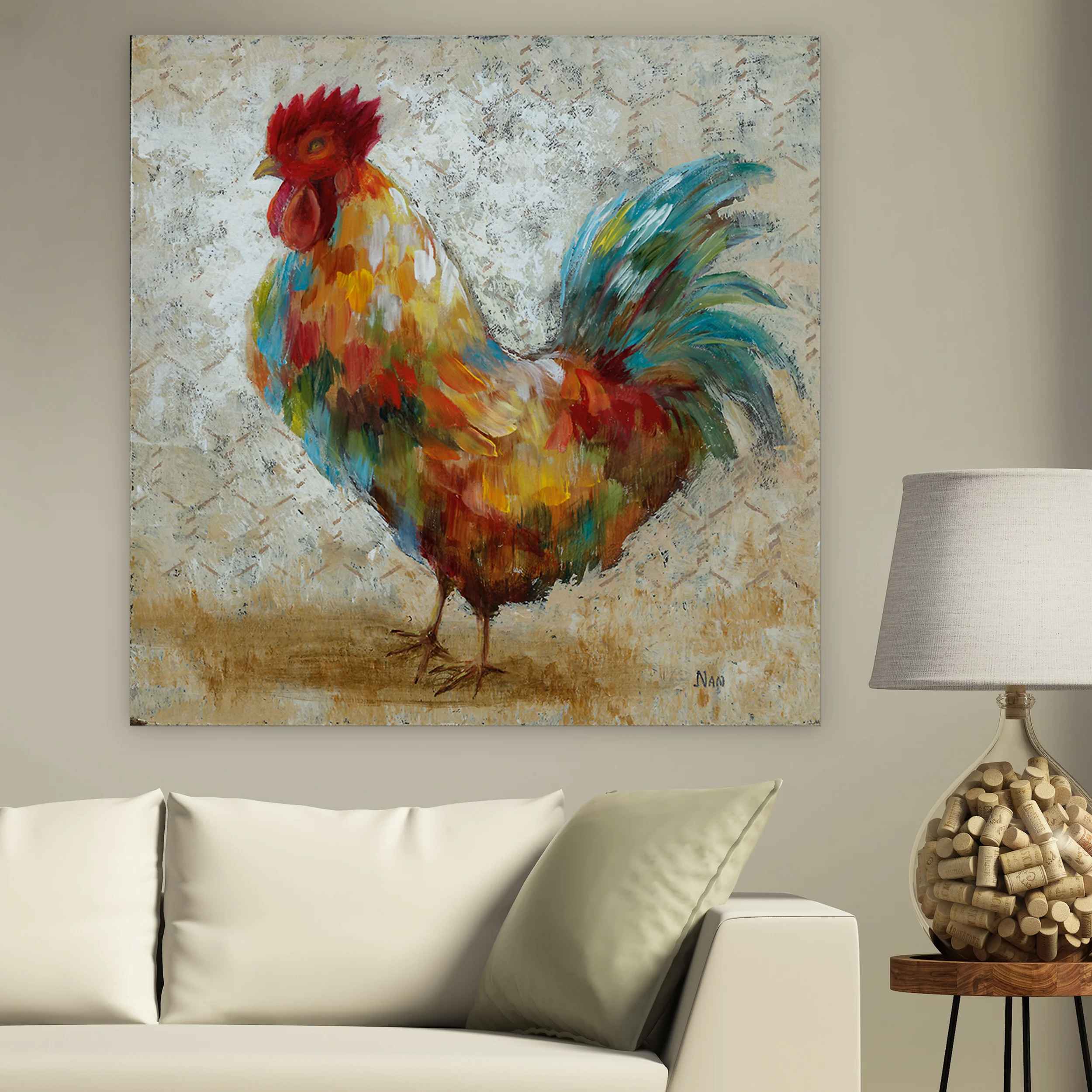Fancy Rooster II On Canvas Print-32"x32" thumbnail 4