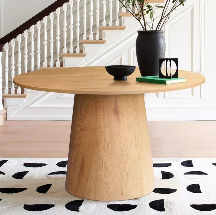 Round Wood Cone Pedestal Dining Table_Oak thumbnail 2