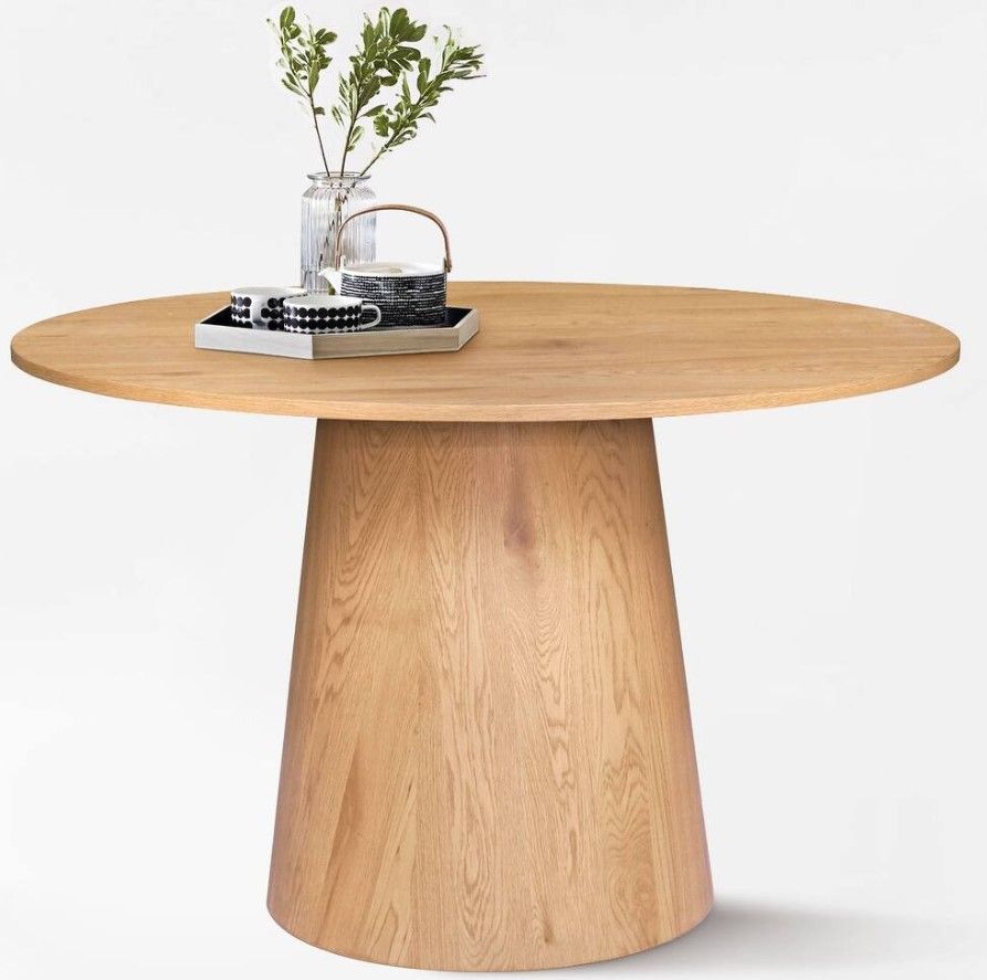 Round Wood Cone Pedestal Dining Table_Oak thumbnail 3