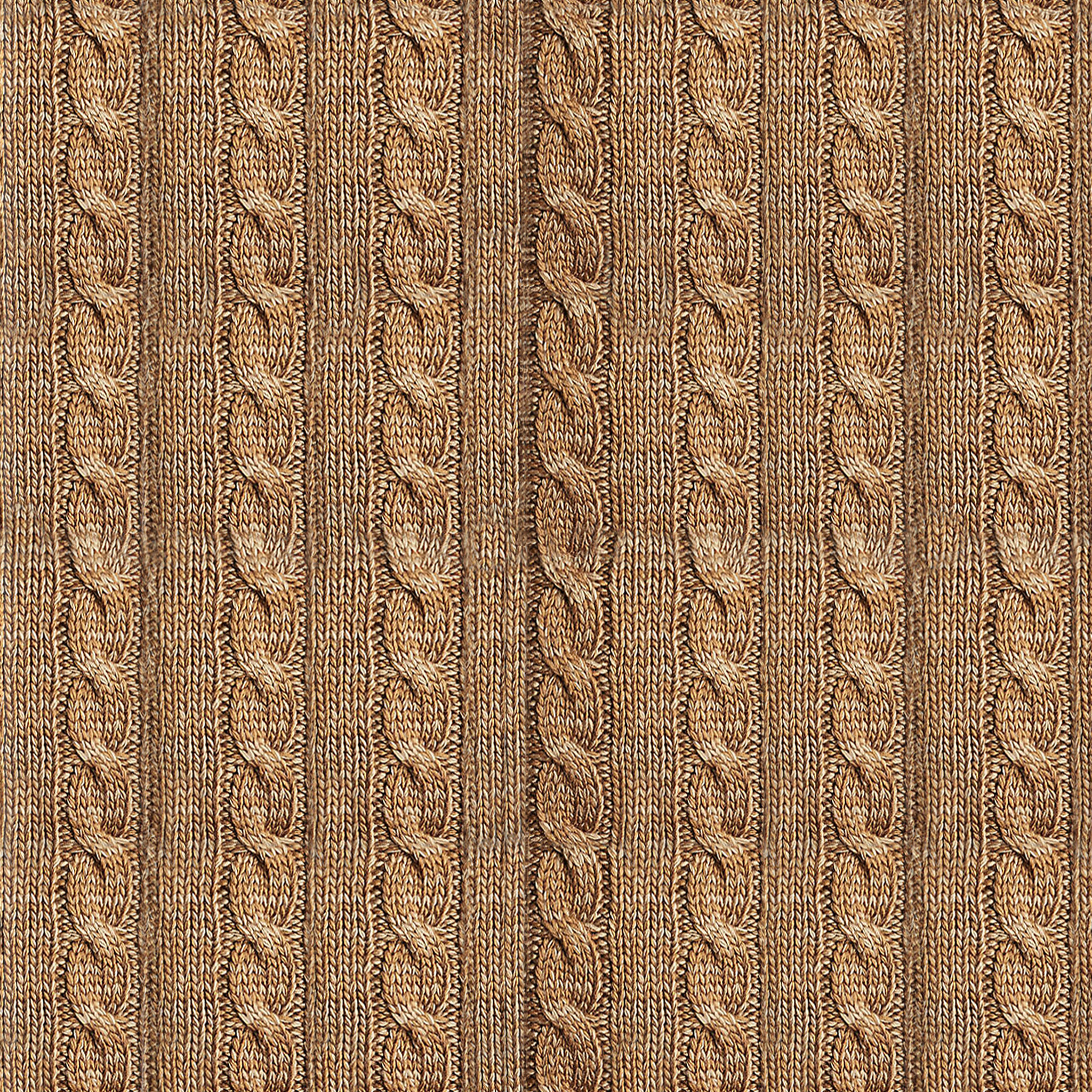 Maple Brown Wool Blend Cozy Cable Knit Throw thumbnail 3