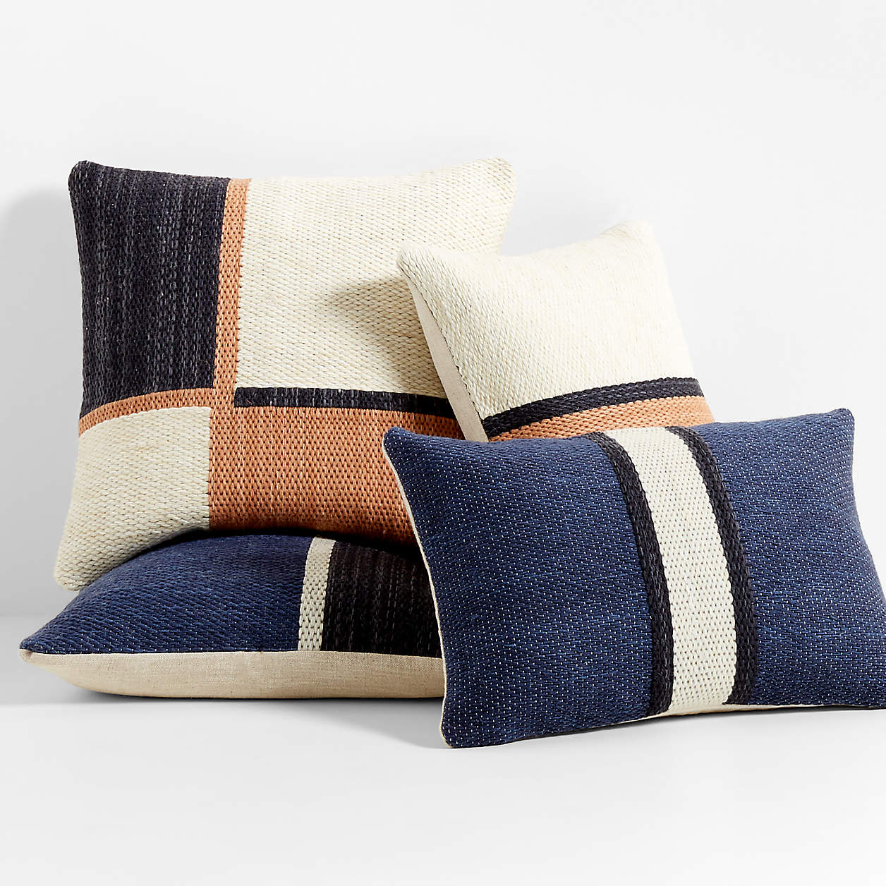 Lazio Woven Kilim Stripe Throw Pillow Cover-22"x15" thumbnail 2
