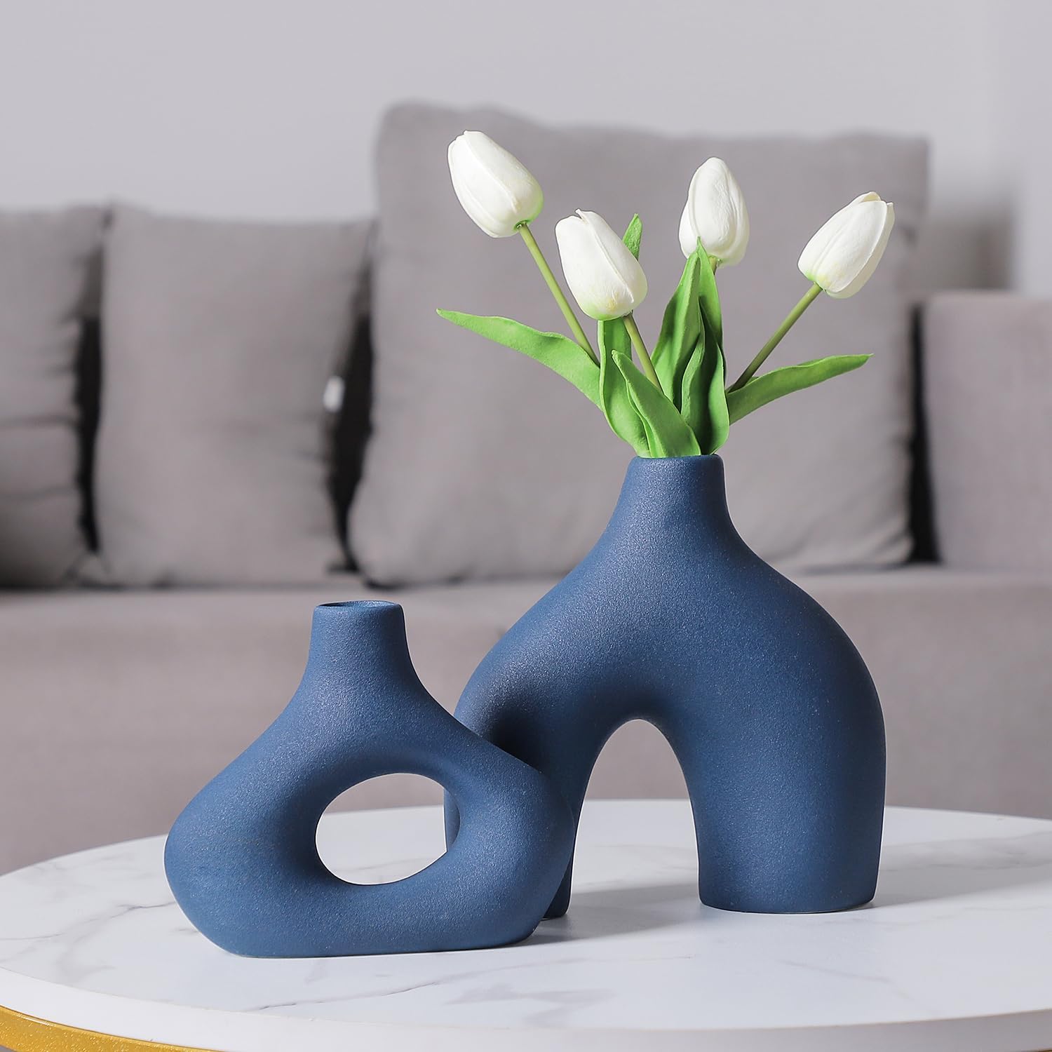 Cemabt Blue Ceramic Vase Small thumbnail 3
