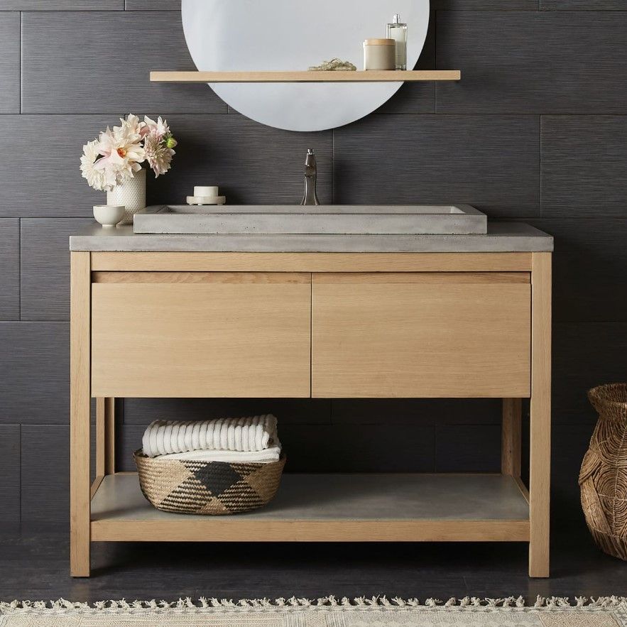 Single Free Standing Wood Vanity Cabinet thumbnail 2