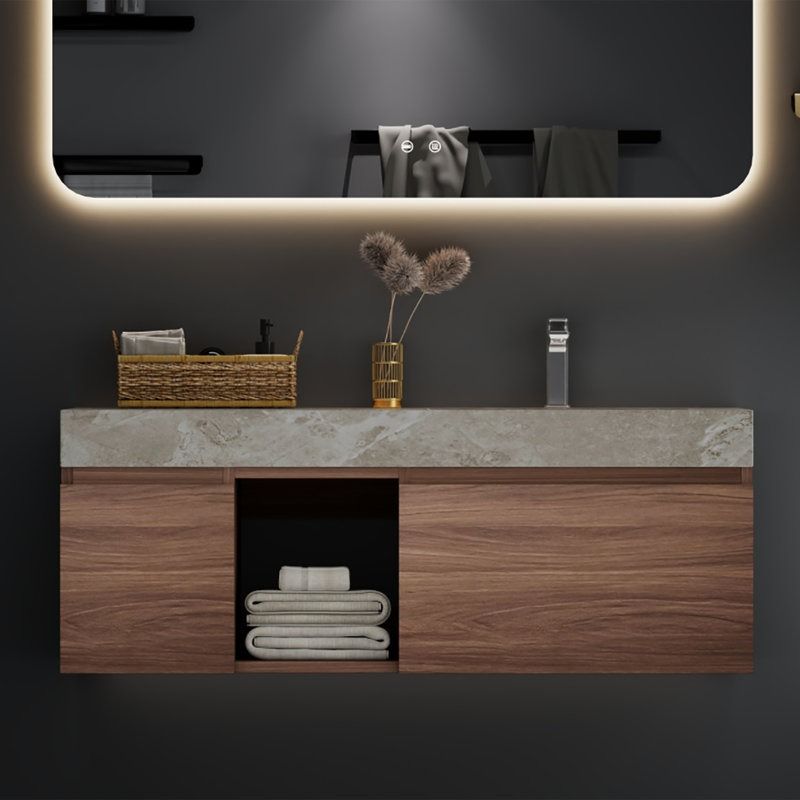 Single Bathroom Vanity with Stone Top thumbnail 2