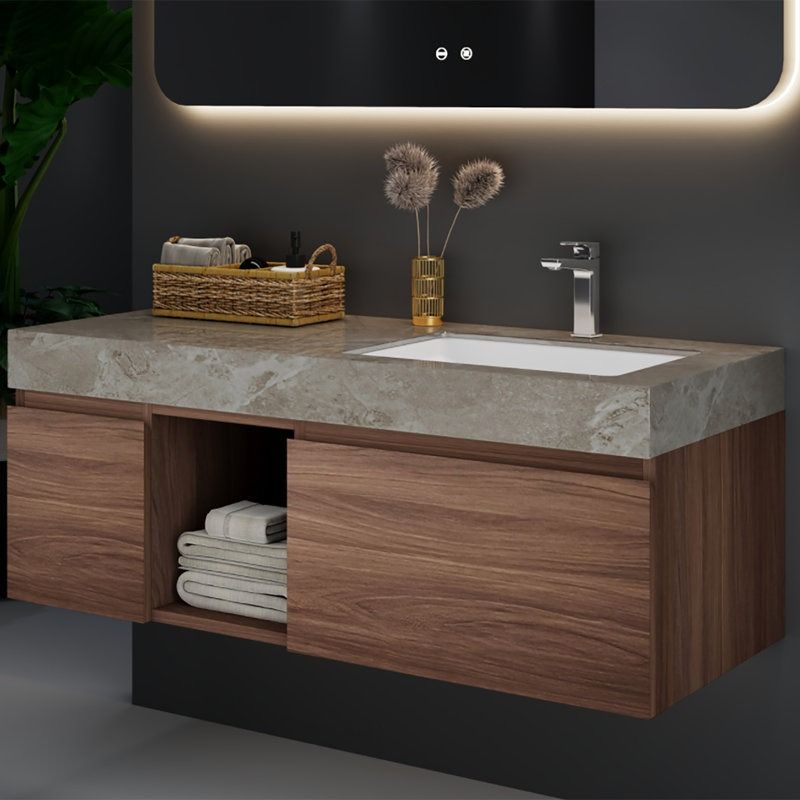 Single Bathroom Vanity with Stone Top thumbnail 3