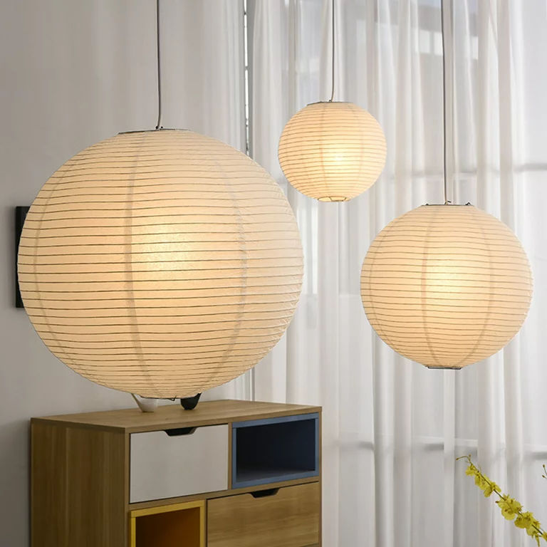 Japanese Simple Wabi-Sabi Ball Chandelier Inspired Paper Hanging Lamp thumbnail 3