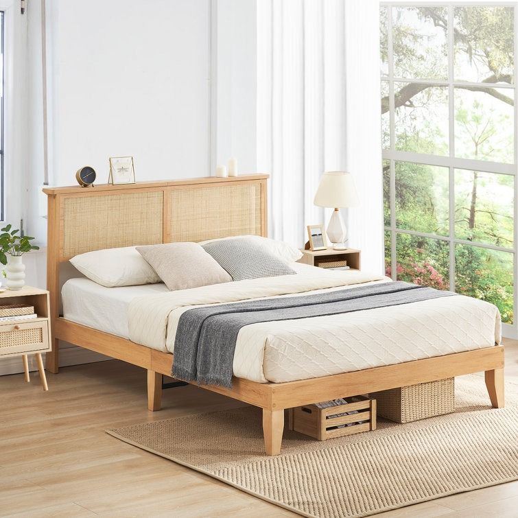 Stavern Mid Century Natural Platform Bed Queen thumbnail 2