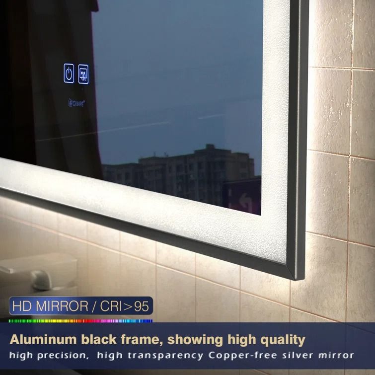LED Black Framed Bathroom Vanity Mirror 36x24 thumbnail 2