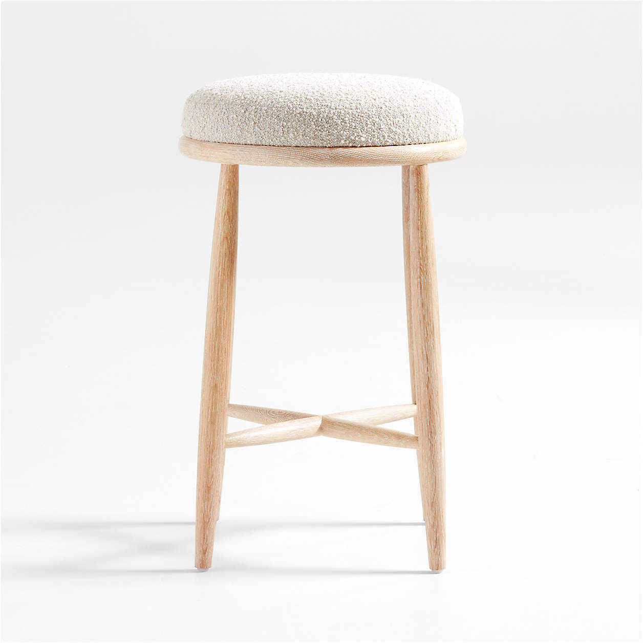 Hobbs Cerused Natural Oak Wood Counter Stool thumbnail 2