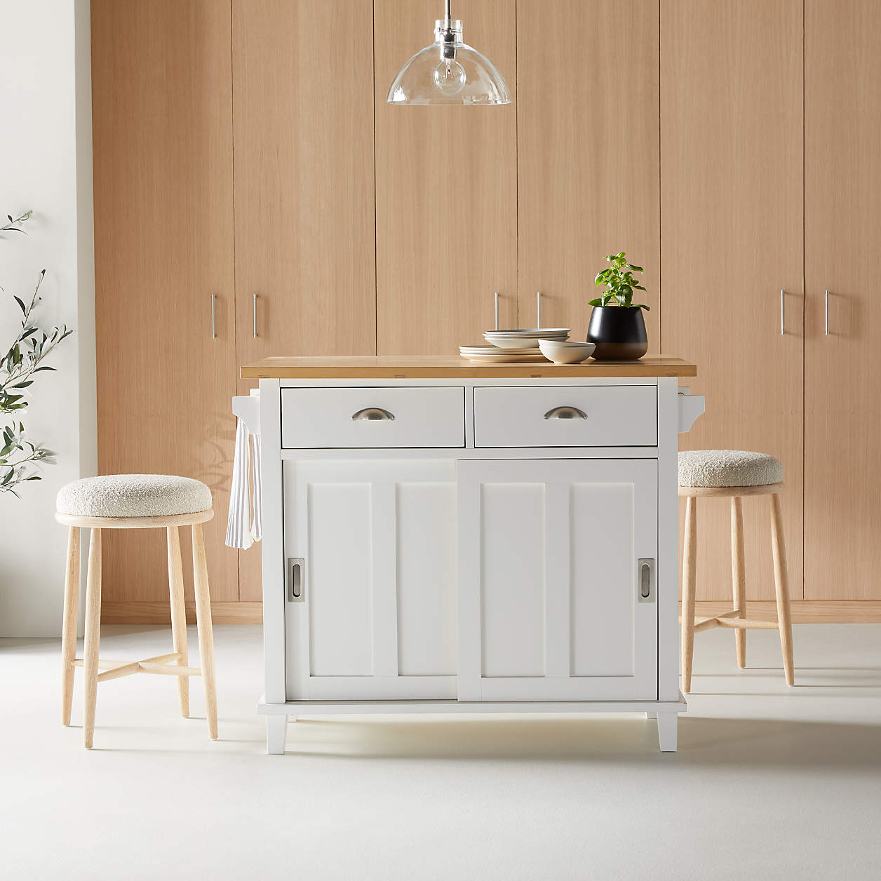 Hobbs Cerused Natural Oak Wood Counter Stool thumbnail 3