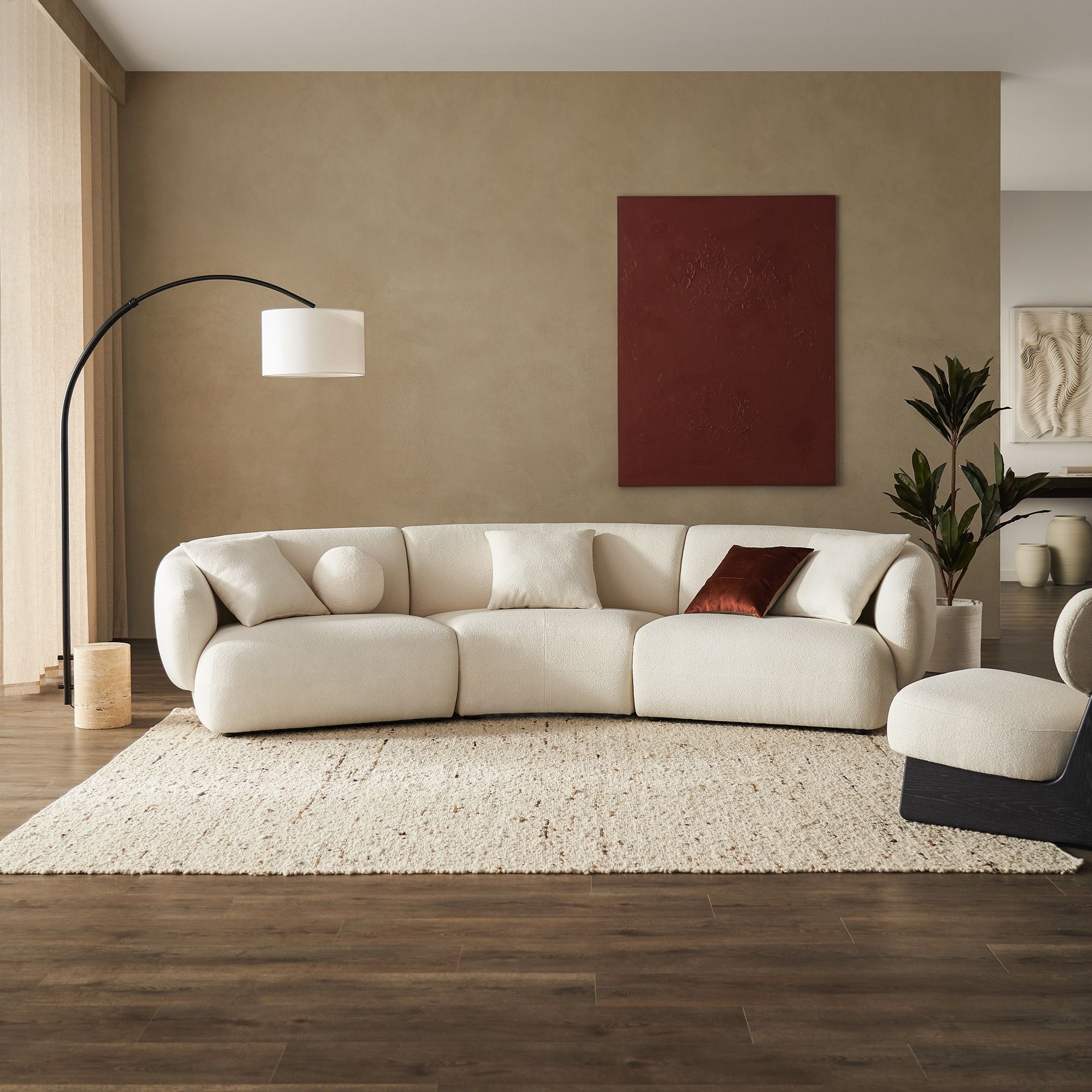 Auburn Performance Fabric Curve Sofa thumbnail 2
