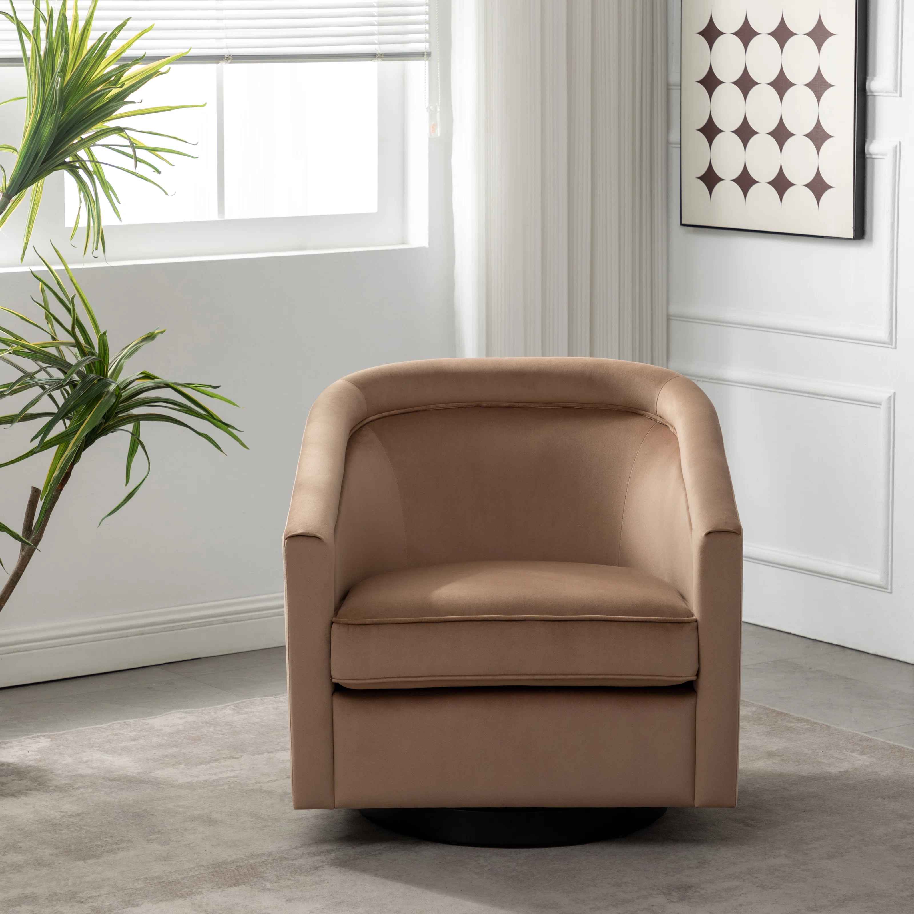 Velvet Swivel Barrel Chair thumbnail 5