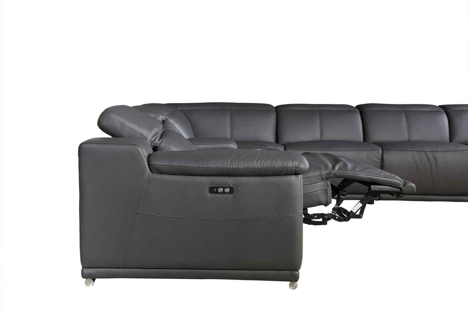 Galenos Italian Leather Power Reclining Corner Sectional With Console thumbnail 3