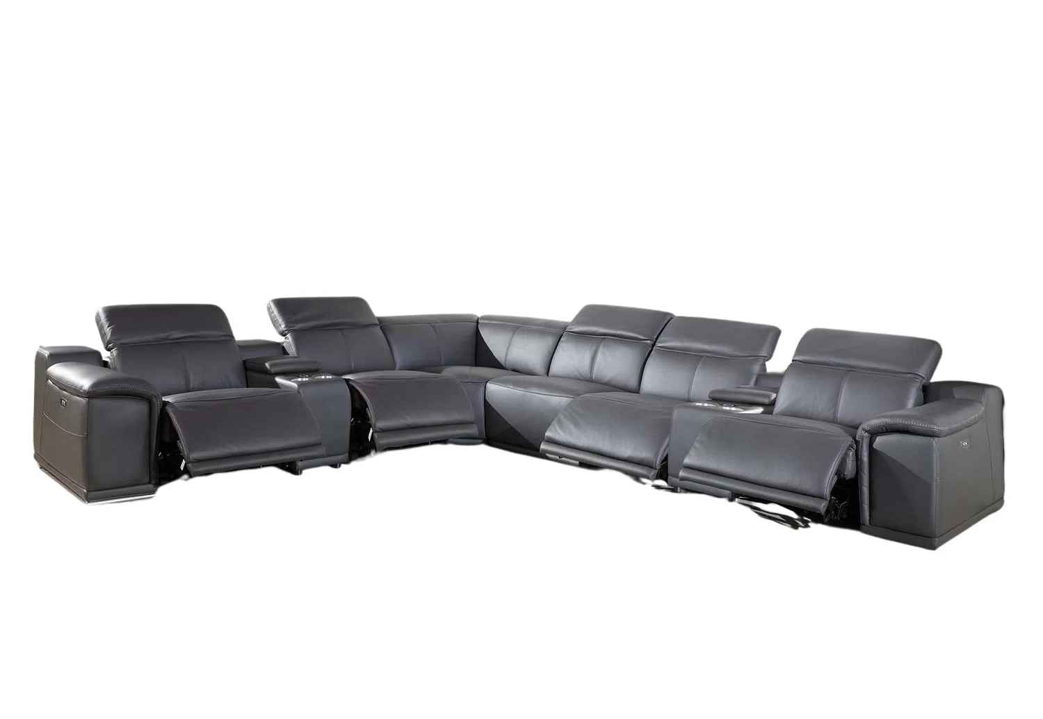 Galenos Italian Leather Power Reclining Corner Sectional With Console thumbnail 4