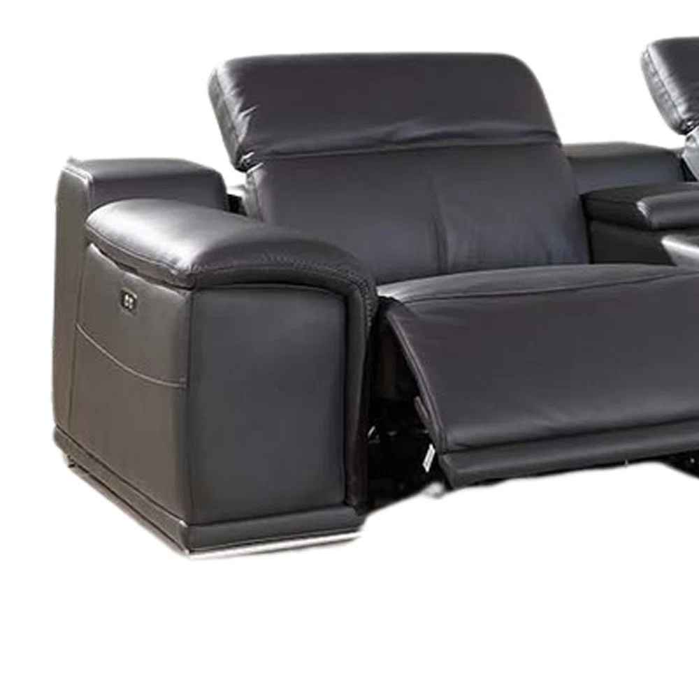 Galenos Italian Leather Power Reclining Corner Sectional With Console thumbnail 5