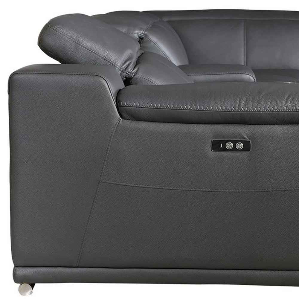 Galenos Italian Leather Power Reclining Corner Sectional With Console thumbnail 7