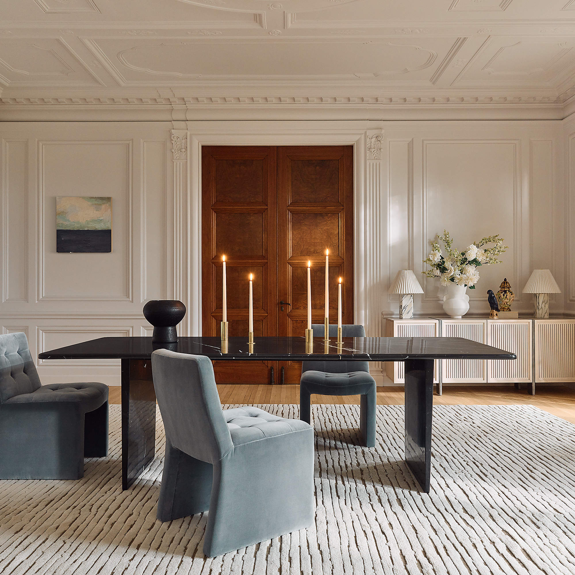 Kishi Rectangular Black Marble Dining Table thumbnail 4