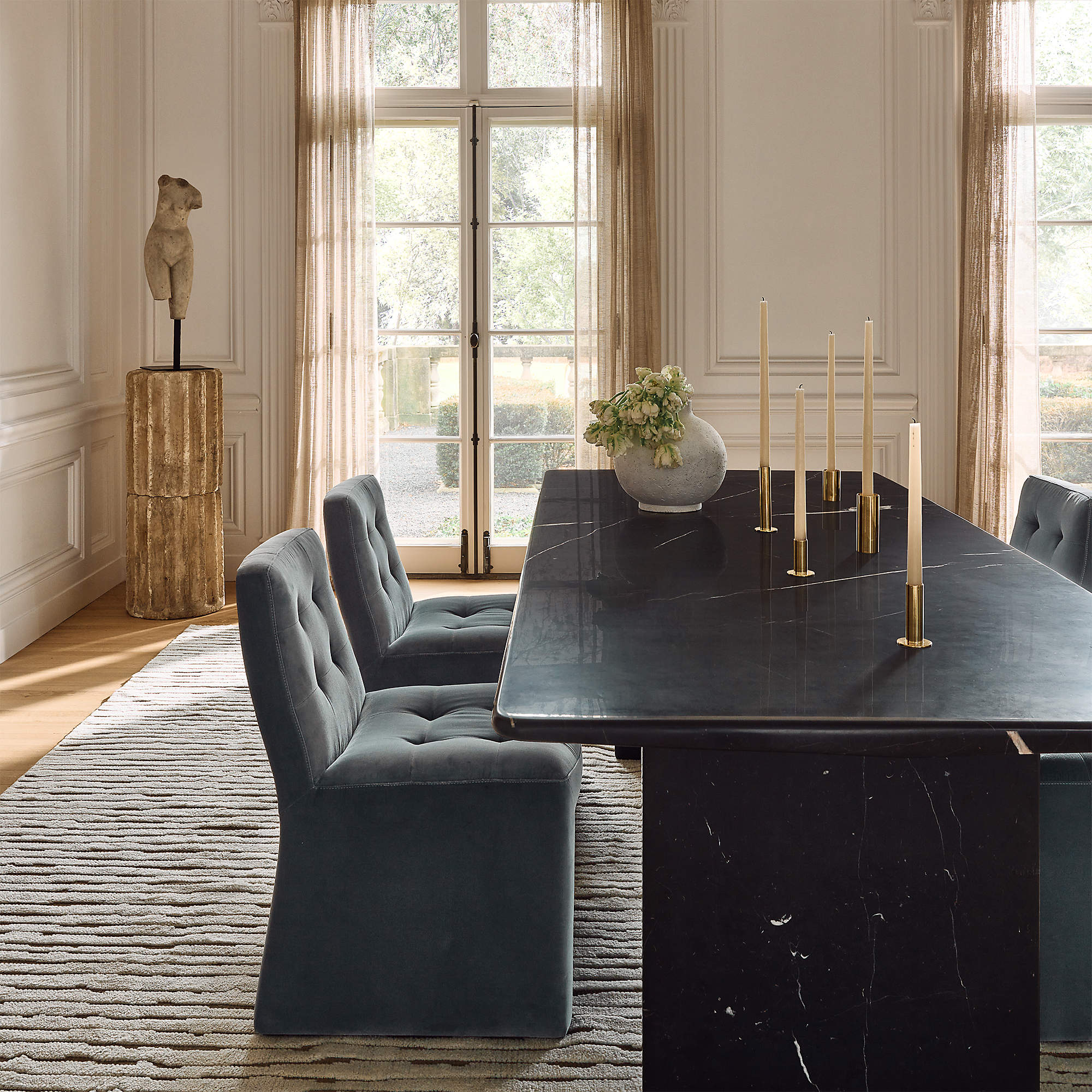 Kishi Rectangular Black Marble Dining Table thumbnail 5