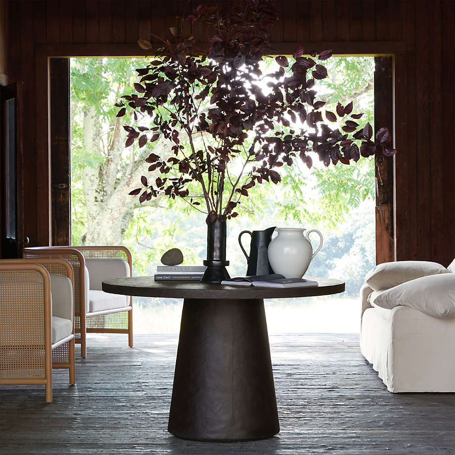 Willy 48" Charcoal Brown Pedestal Dining Table by Leanne Ford thumbnail 2