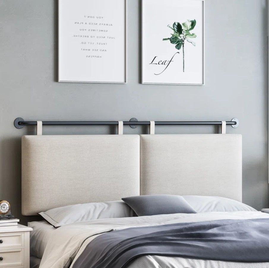 Upholstered King Linen Panel Headboard thumbnail 2