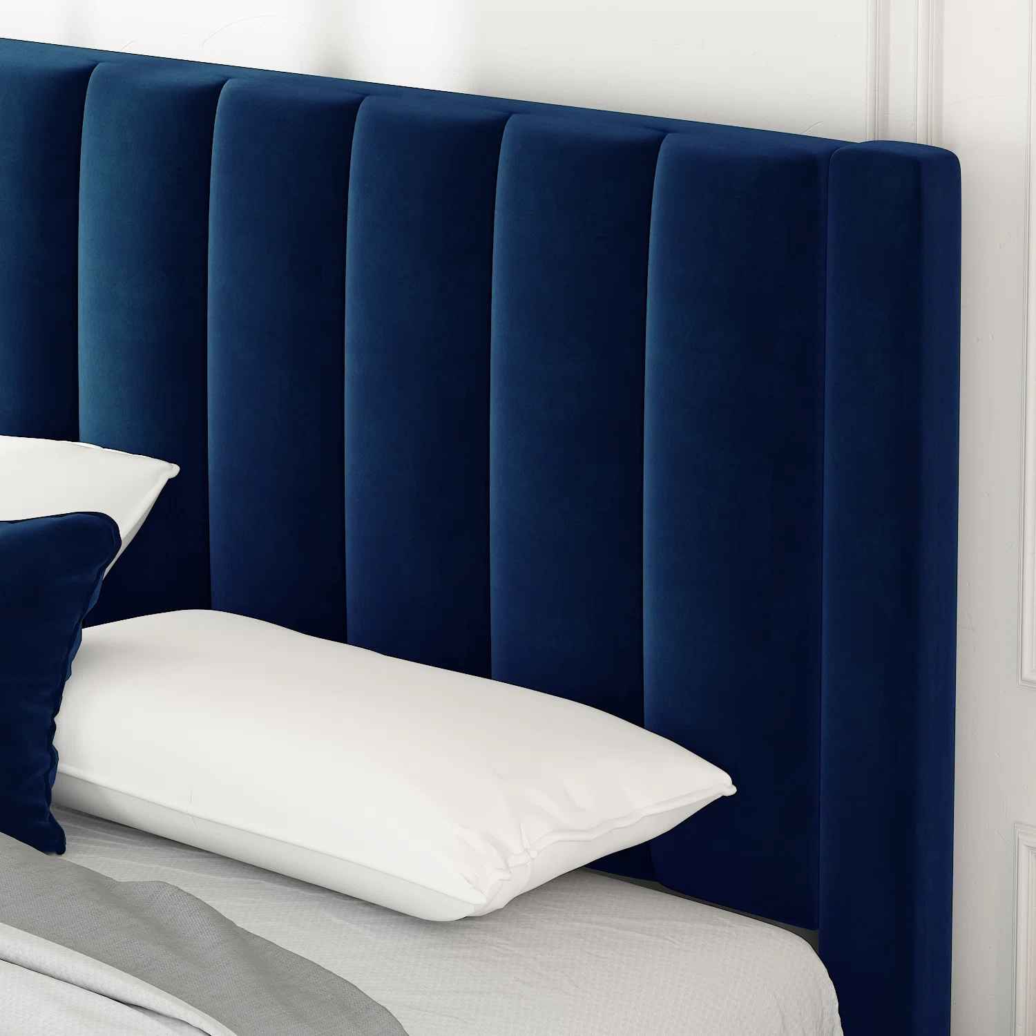 Austell Velvet Wingback Bed-King thumbnail 5
