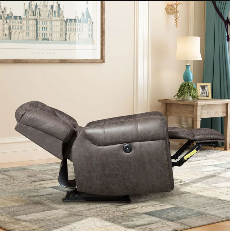 Intars Wide Classic Oversize Top Leather Power Recliner thumbnail 2
