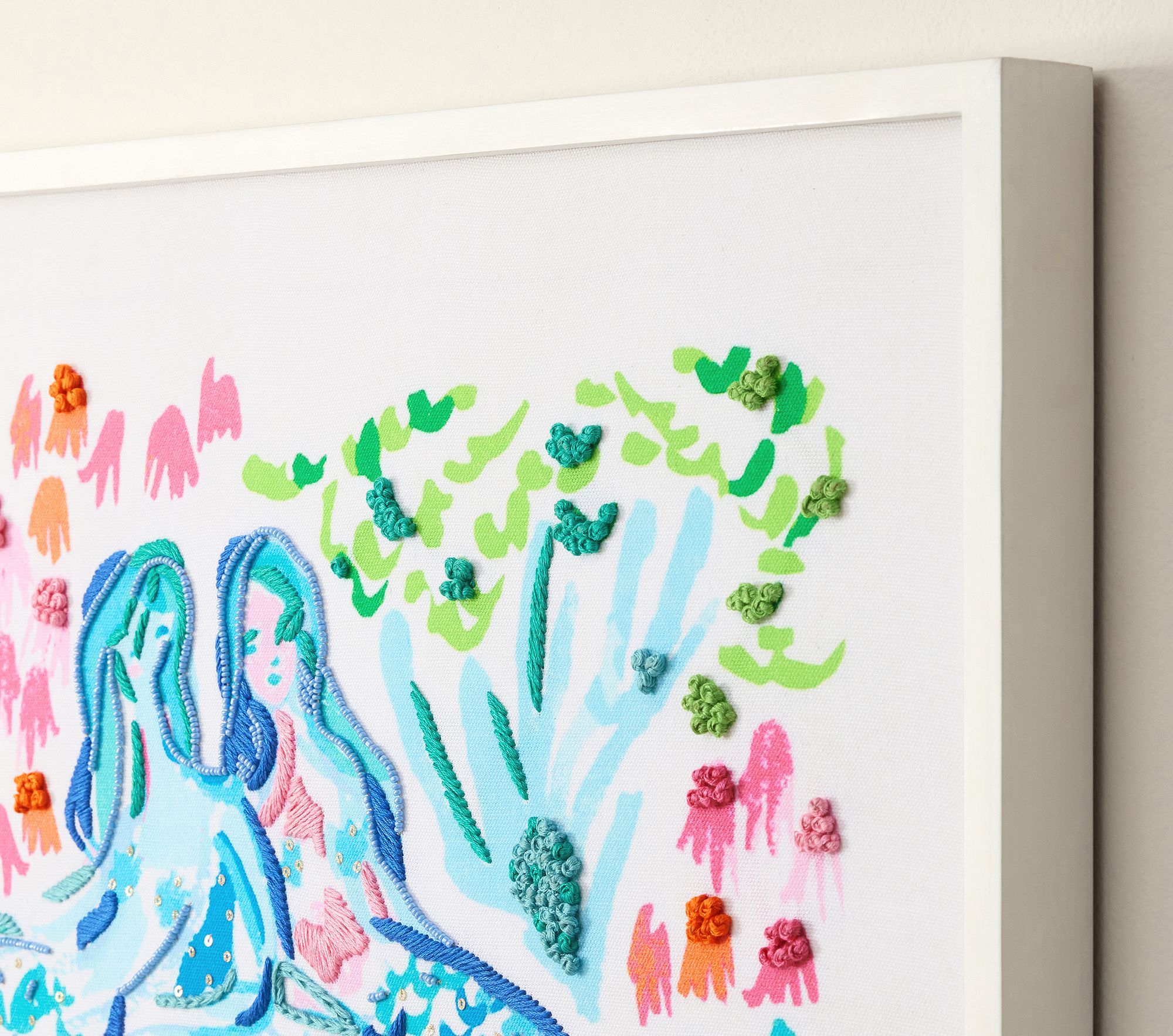 Lilly Pulitzer Embroidered Mermaid Art-26"x26" thumbnail 2