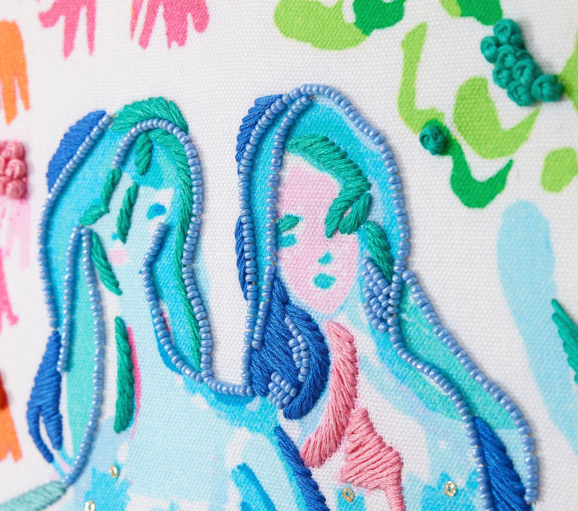 Lilly Pulitzer Embroidered Mermaid Art-26"x26" thumbnail 3