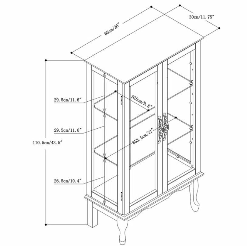 Cenia Lighted Curio Cabinet with Adjustable Shelves and Mirrored Back Panel thumbnail 3