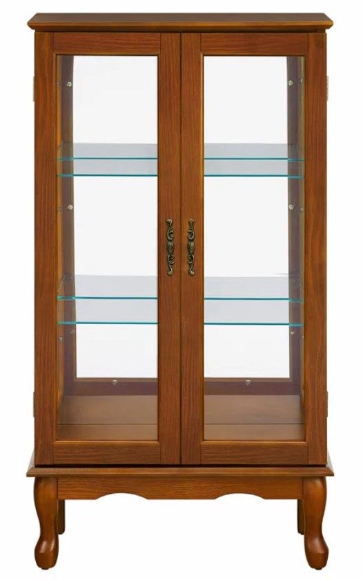 Cenia Lighted Curio Cabinet with Adjustable Shelves and Mirrored Back Panel thumbnail 4