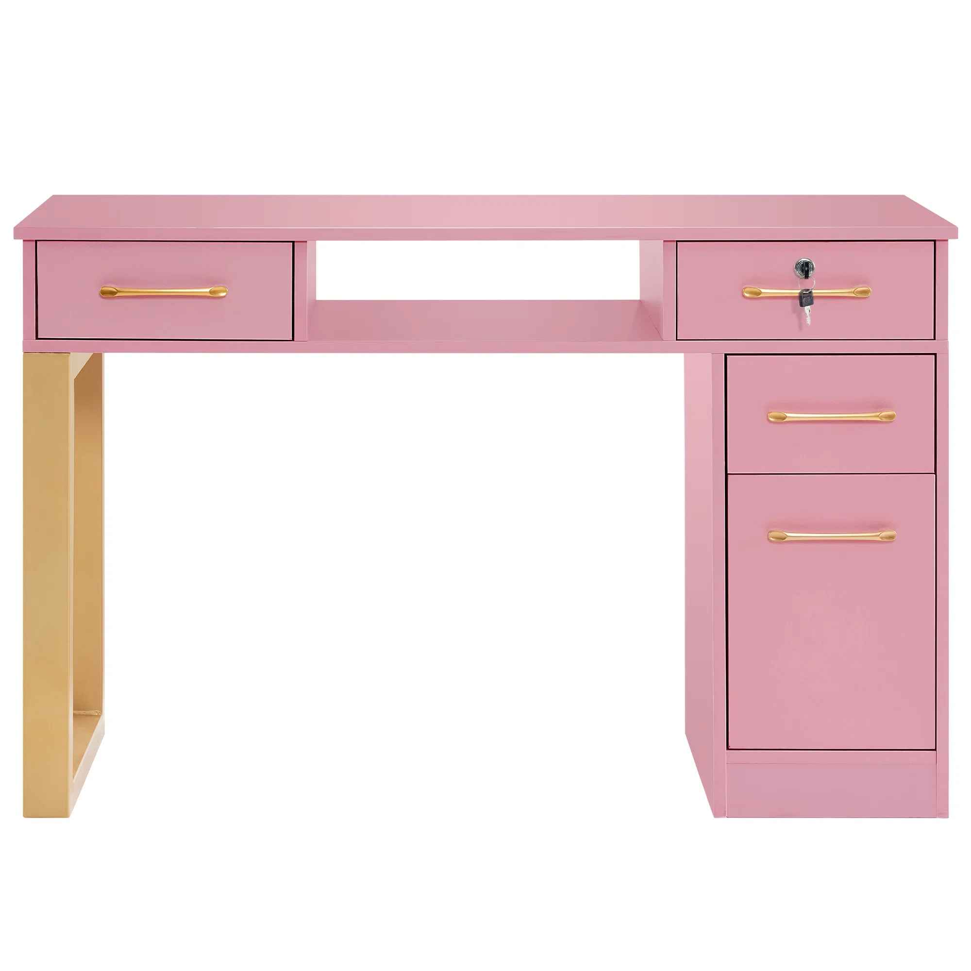 Sakaye Nail Desk with Locking Drawer and Cabinet thumbnail 3