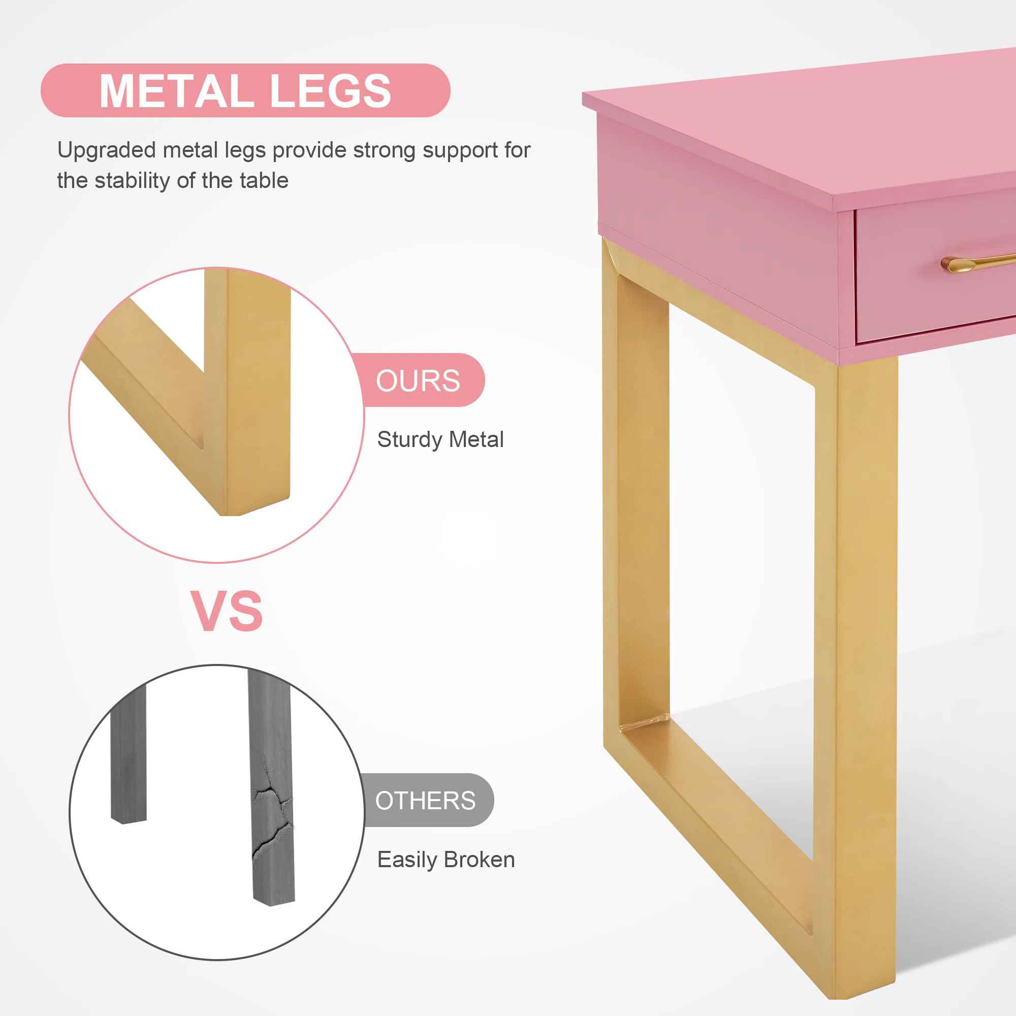 Sakaye Nail Desk with Locking Drawer and Cabinet thumbnail 4