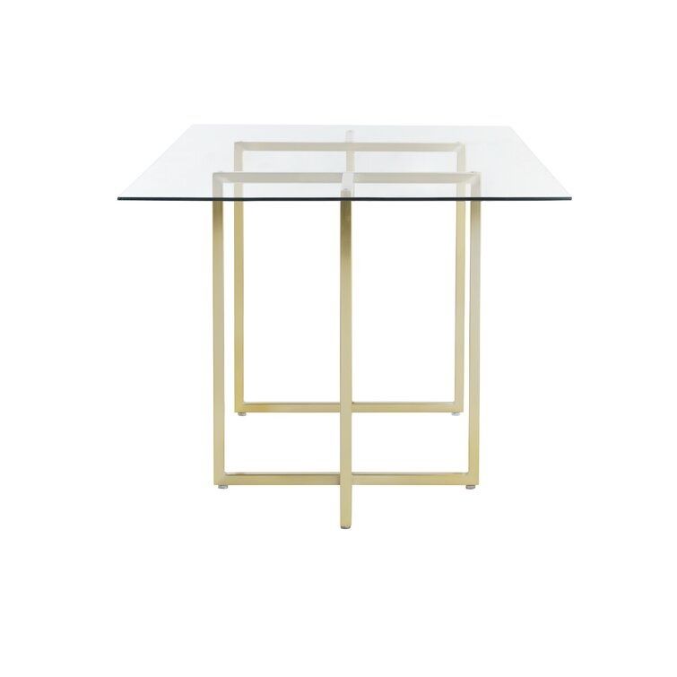 Wadley Glass Top Metal Base Dining Table thumbnail 3