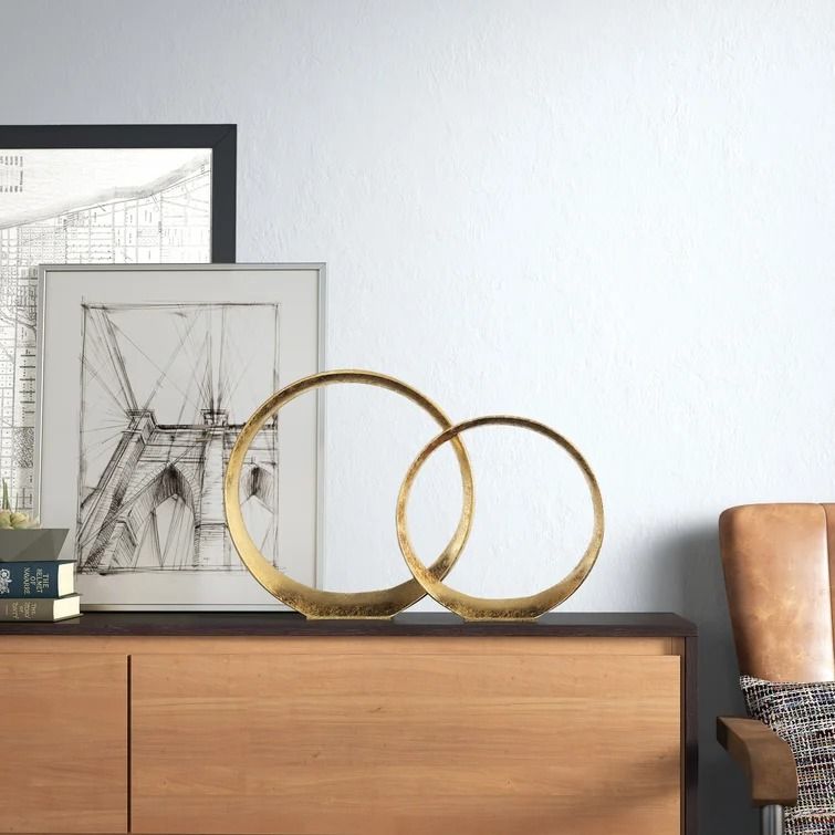 2 Piece Esteves Ring Sculpture Set Wade Logan® Finish: Gold thumbnail 2