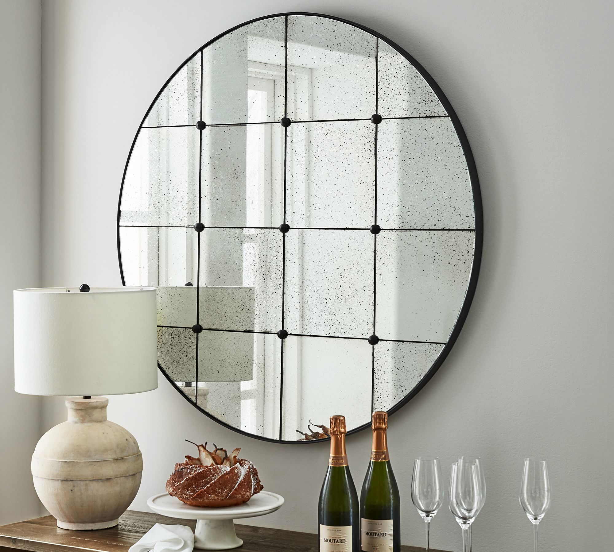 Markle Round Antique Glass Wall Mirror thumbnail 2
