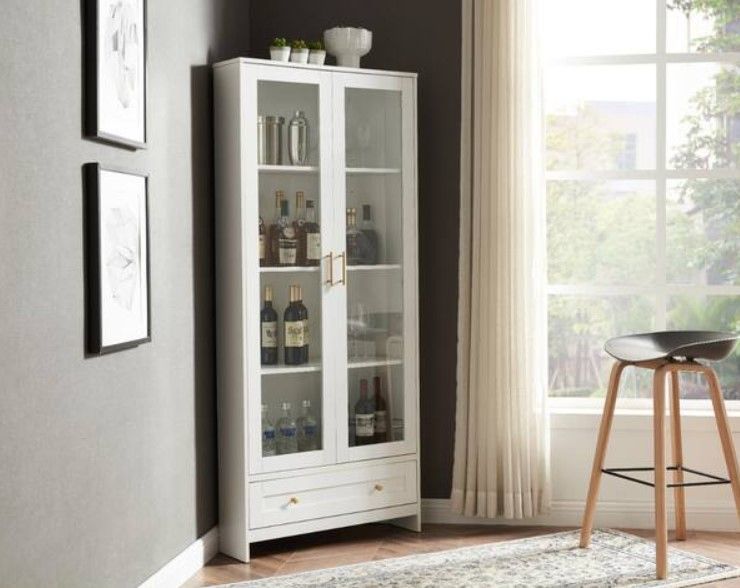 Home Source Corner Storage Cabinet in white thumbnail 3