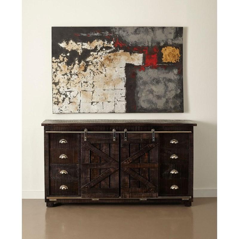 Two Sliding Door Eight Drawer Media Credenza thumbnail 2