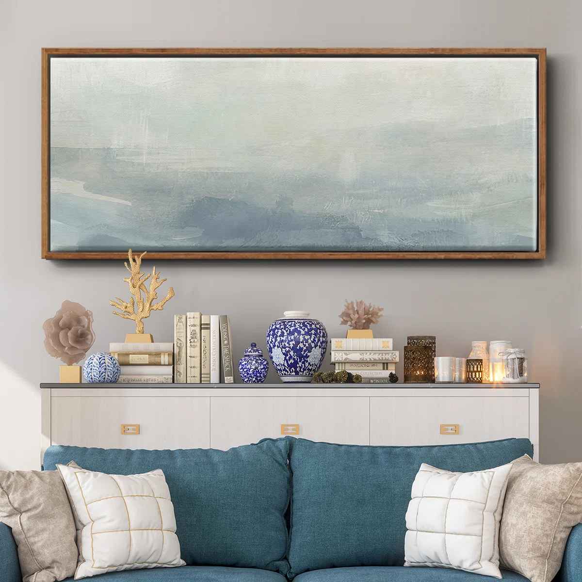 Tone Scape V Framed Canvas-24"x60" thumbnail 3