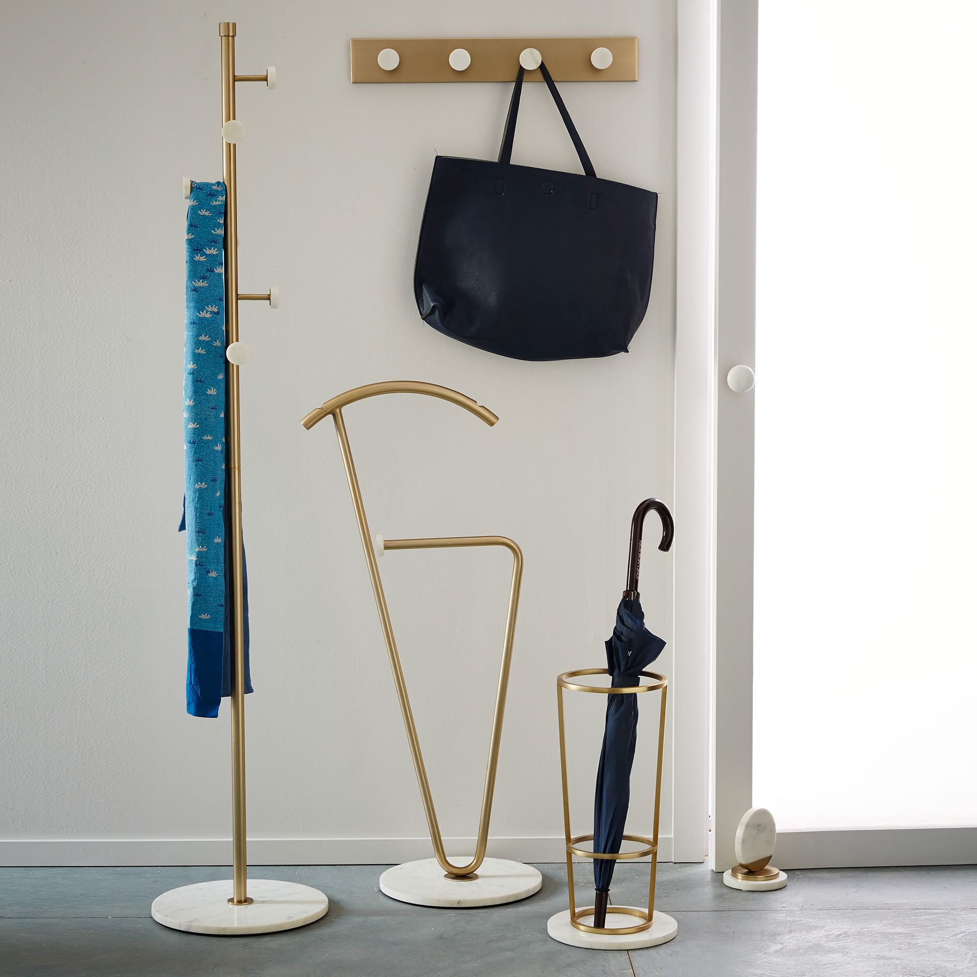 Deco Metal and Marble Hook Rack thumbnail 2