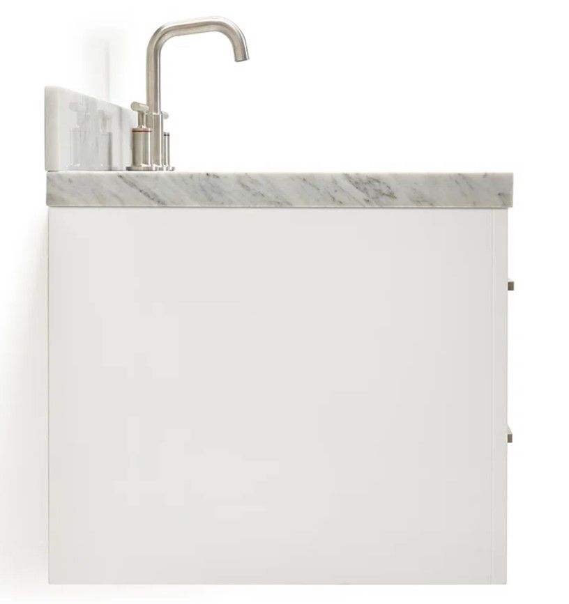 Single Bathroom Vanity with Carrara Marble Top thumbnail 3