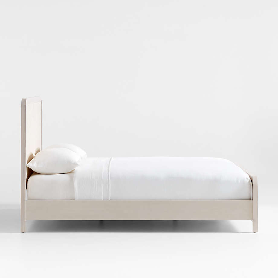 Rica White Wood and Grasscloth King Bed thumbnail 2