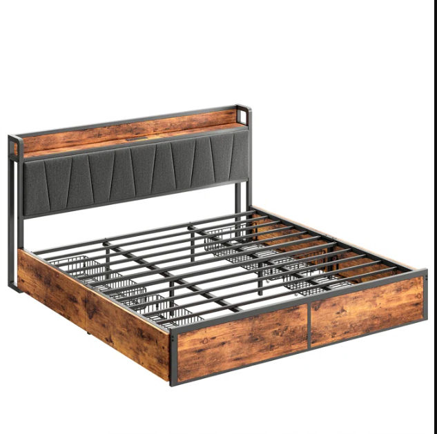 Wilian Upholstered Metal Bookcase Bed thumbnail 2