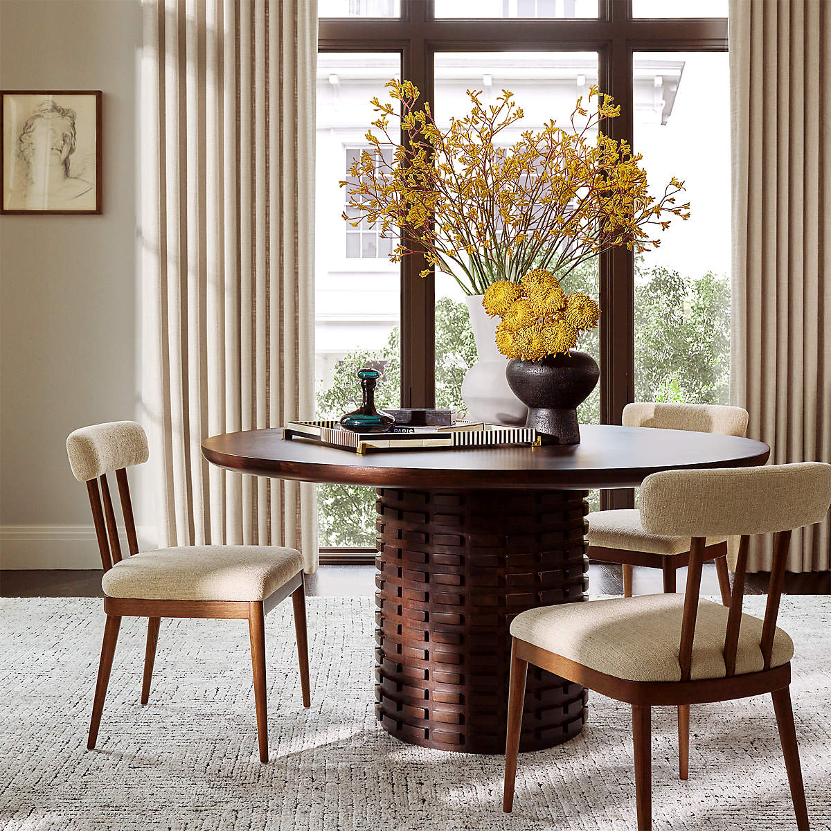 Arcos Oak Wood And Ivory Upholstered Dining Chair thumbnail 2
