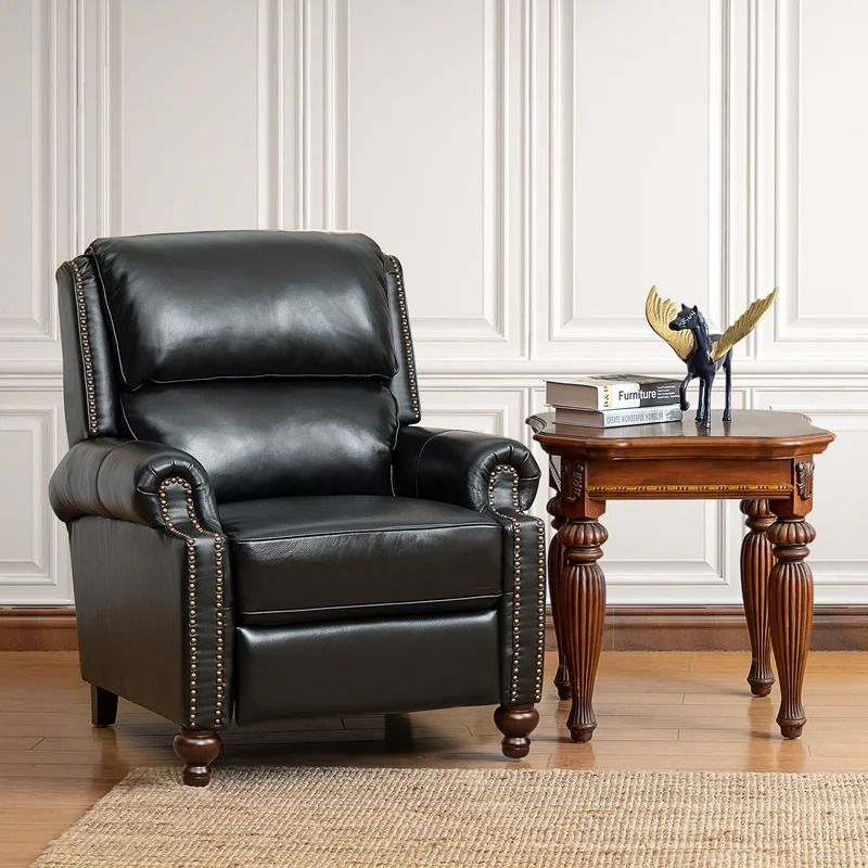 Adeesa Genuine Leather Recliner With Wings thumbnail 2