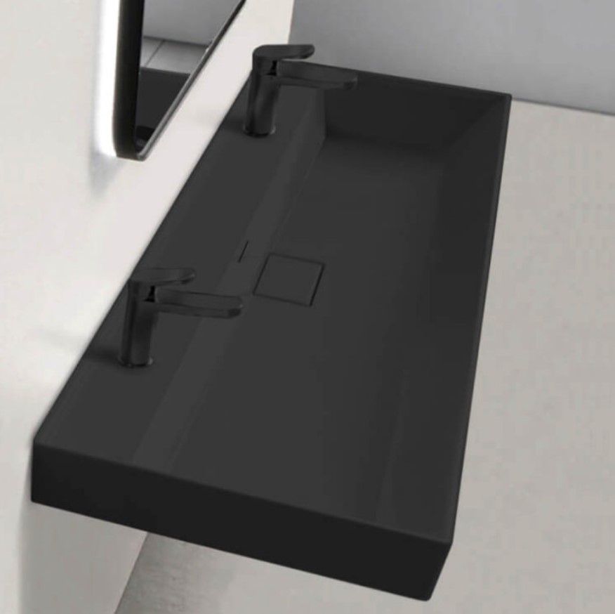 Trough Matte Black Wall Mounted or Drop In Sink thumbnail 2
