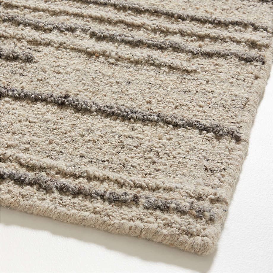 Udaipur Textured Wool Handwoven Stone Grey Area Rug thumbnail 3