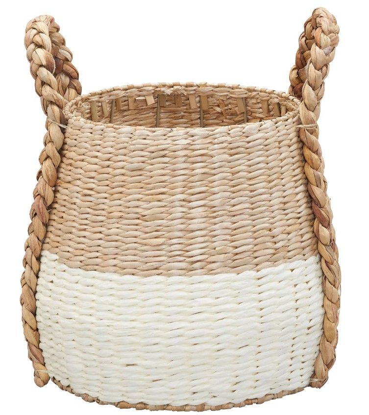 Cattail and Paper Terra Basket Two Tone Wicker Basket with Handles thumbnail 3